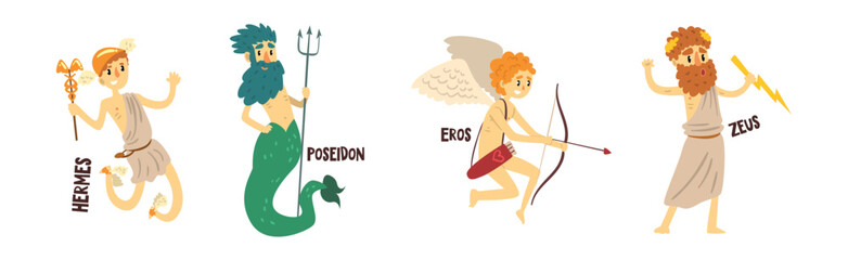 Obraz premium Greek God as Ancient Mythology and Religion Vector Set