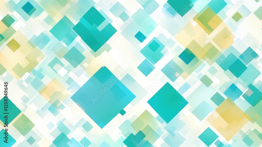 Aufkleber abstract square patterns with teal and pale yellow floating elements