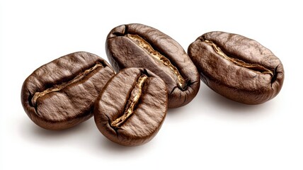 Obraz premium Happy morning with delicious coffee. Coffee beans on a white background.