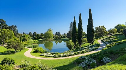 Obraz premium Scenic Park Landscape With Pond And Trees
