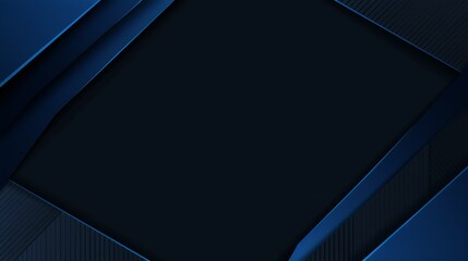 Abstract minimalist wallpaper with overlapping shapes and triangles on Blue background. Ideal for modern design and banner templates with copy space in the center for text.