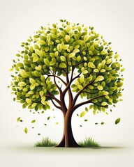 Cartoon Style Tree with Green Leaves and Grass a Nature Inspired Composition Art Creation Digital Art