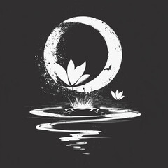 abstract river and moon