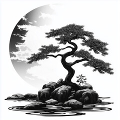 japanese pine tree illustration