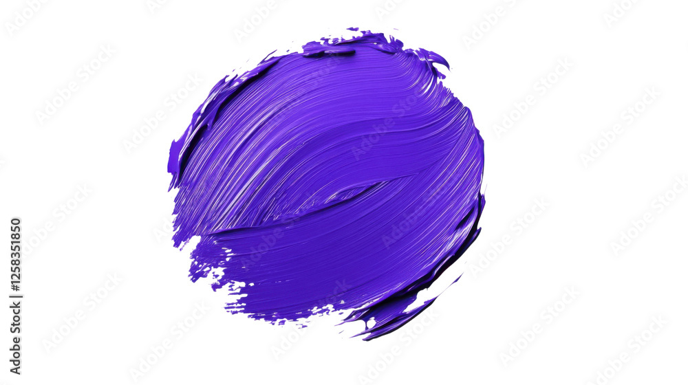 Poster purple paint stroke on transparent background creating dynamic round shape