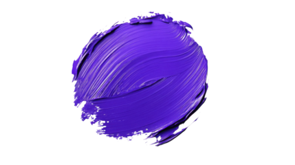 Purple paint stroke on transparent background creating dynamic round shape