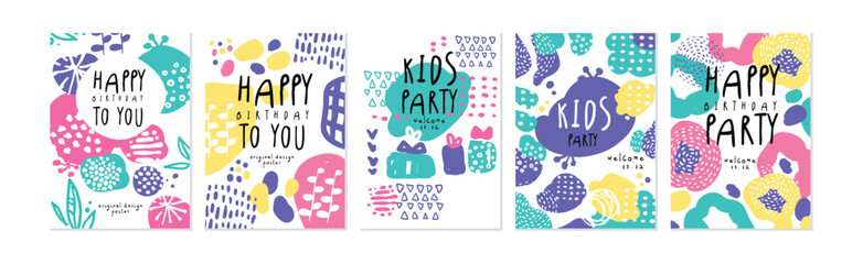 Happy Kids Day and Holiday Party Banner Vector Set