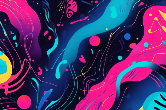 A vibrant combination of neon pink, teal, and electric blue with glowing lines and flowing patterns. Fun, energetic, and perfect for tech or entertainment-themed visuals.