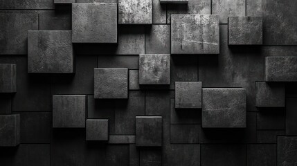 Dark Gray Square Blocks Wall Texture Background