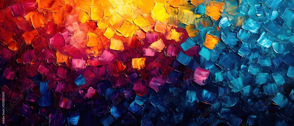 Aufkleber abstract impasto painting with rich texture and vibrant colors creating a dynamic effect
