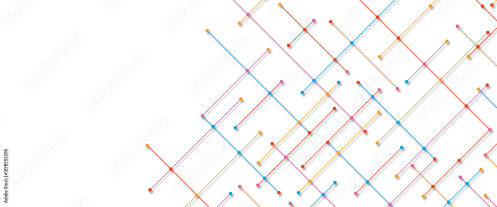 Poster vector modern abstract with dots and lines with geometric technology.
