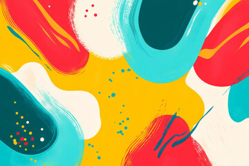 A vibrant mix of red, yellow, and turquoise abstract background with energetic gradients, bold brush strokes, and a fun, lively vibe. Great for creative projects or energetic branding.