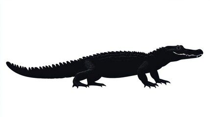 Fototapeta premium Alligator's Mysterious Silhouette, A Reptilian Shadow on White