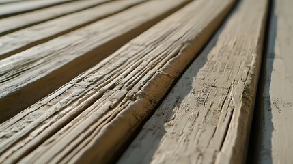 Fototapeta premium Close-Up of Weathered Wood Textures on a Sunlit Surface
