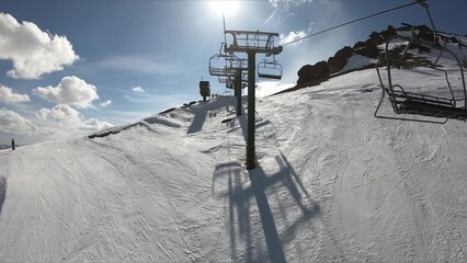 Winter Landscape Featuring A Ski Lift Ascending A Snow-covered Mountain Slope