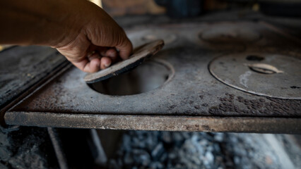 Traditional wood stove used in rural areas