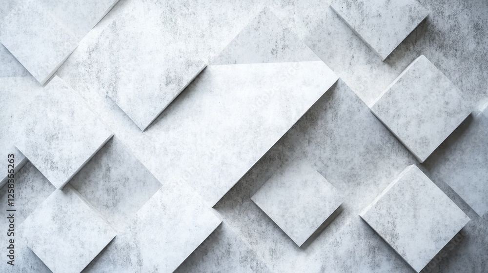 Poster angled concrete squares creating a geometric, dimensional pattern