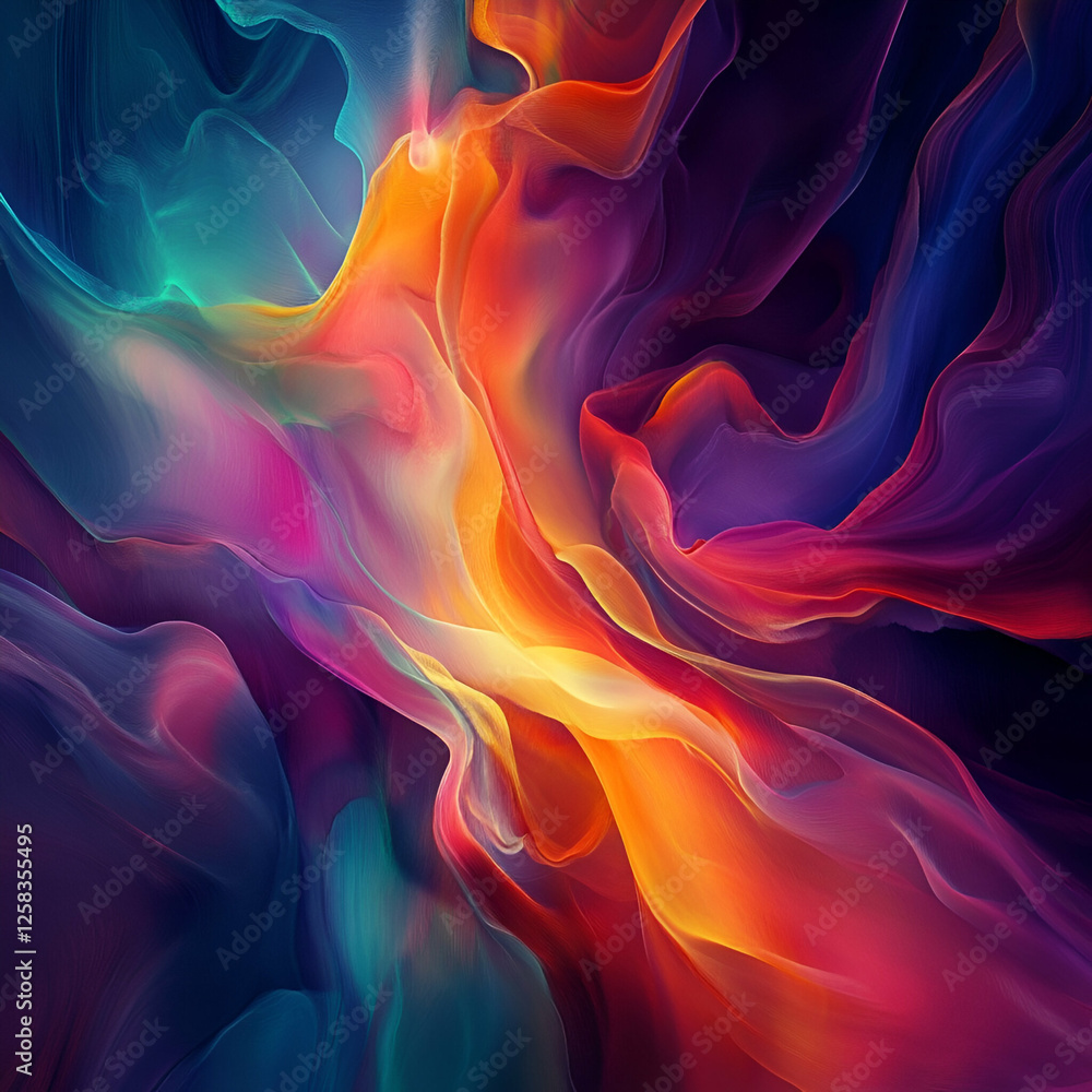 Poster abstract colorful fluid forms. dynamic vibrant colors. possible use background for design