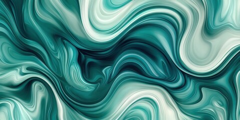 Obraz premium Aquatic Flowing Elegance Abstract Teal and White Marble Texture