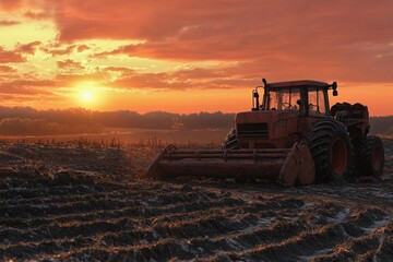farm machinery parked at the field's edge