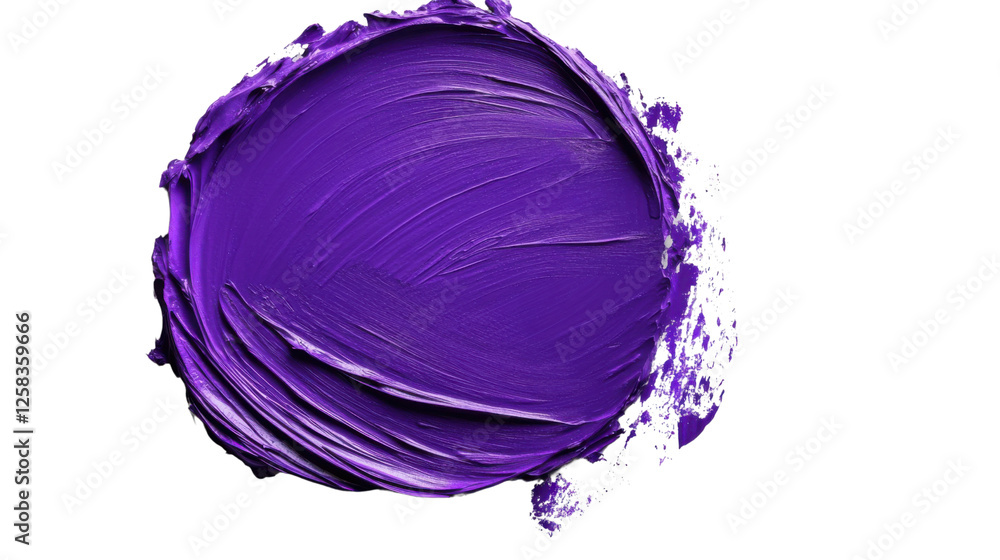 Poster purple paint stroke on transparent background creating abstract design