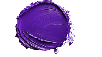 Purple paint stroke on transparent background creating abstract design