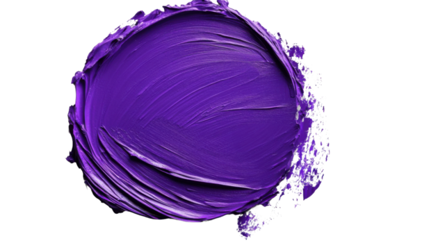 Purple paint stroke on transparent background creating abstract design