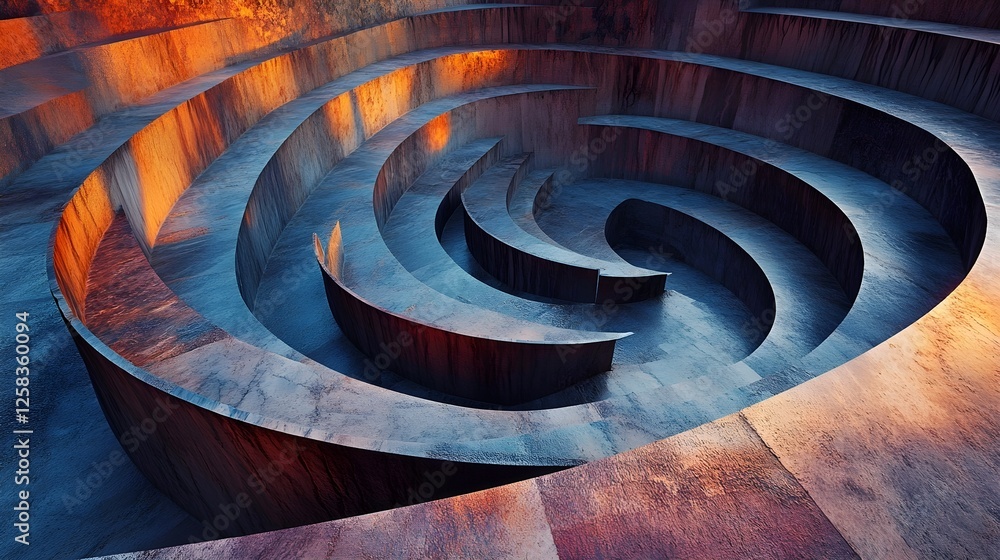 Poster abstract circular metal architecture structure design