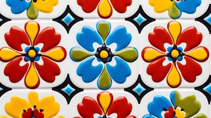 Colorful Floral Pattern Tile Design for Interior Decoration