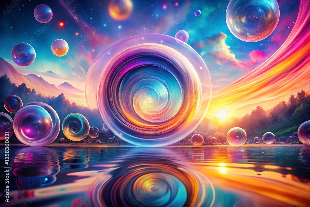 Poster abstract gradient circle double exposure background - 3d render stock photo