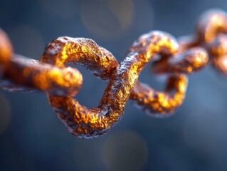 Close-up of rusty metal chain link.