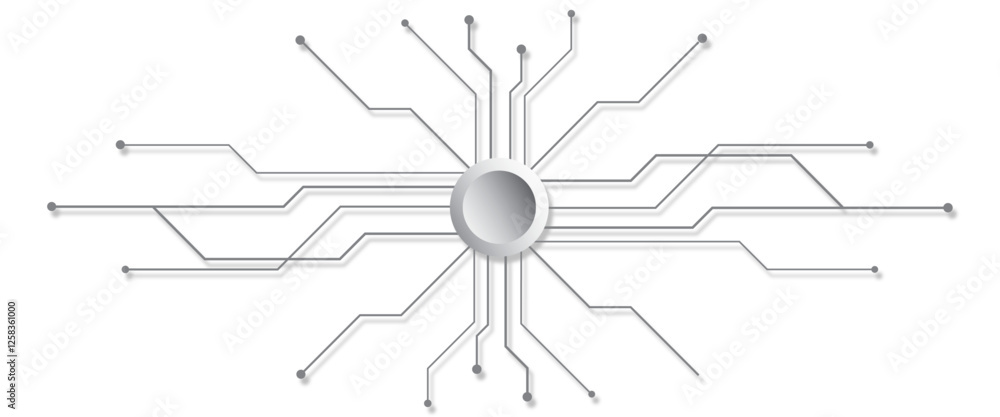 Poster vector abstract futuristic circuit board with various technology elements.
