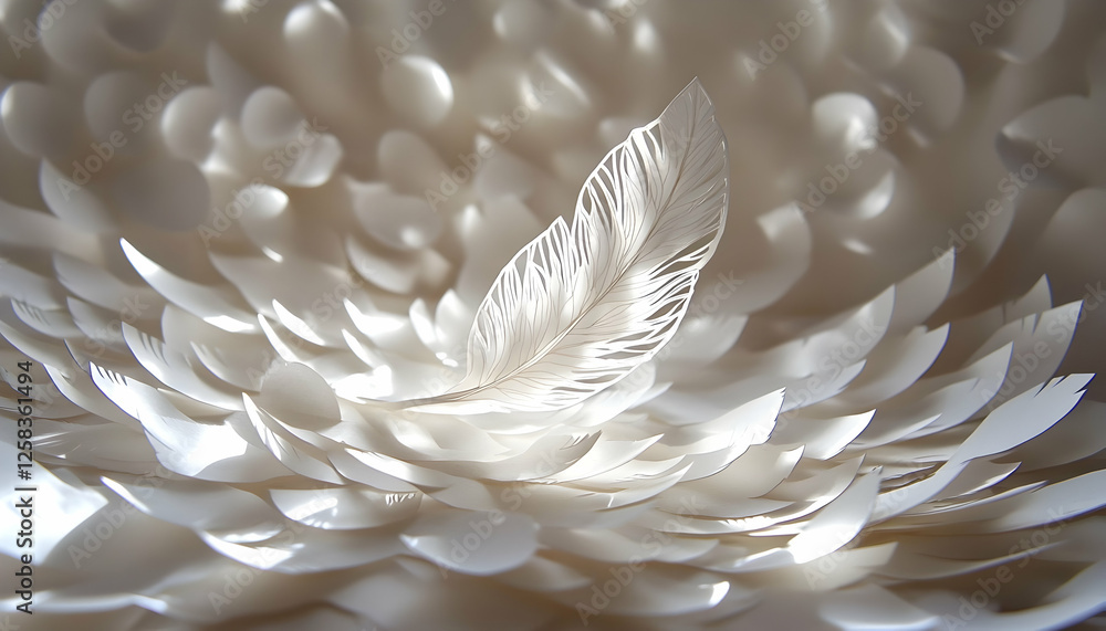Poster abstract feather on a soft white surface. possible use background for design, stock image for websit