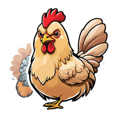 cartoon chicken illustration with transparent background
