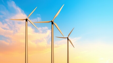 Fototapeta premium Renewable Energy Concept with Wind Turbines Against a Vibrant Sky at Sunset