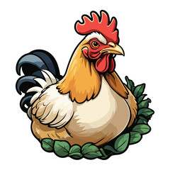 cartoon chicken illustration with transparent background