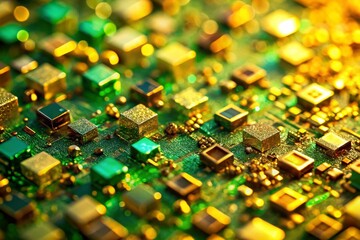 Abstract Green Gold Panel: Miniature Tilt-Shift Photography