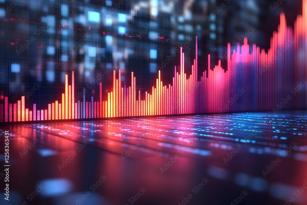 Poster abstract financial data displayed on a digital screen