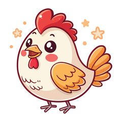 cartoon chicken illustration with transparent background