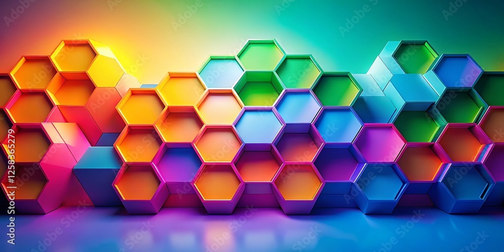 Poster abstract hexagon wave: minimalist 3d rendered motion loop