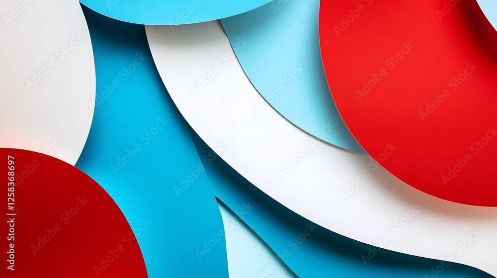 Aufkleber abstract colorful overlapping circles design red white and blue paper texture background