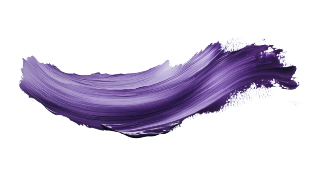Purple paint brush stroke on transparent background