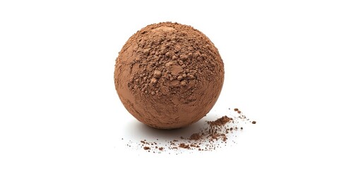 Chocolate covered ball with a white background