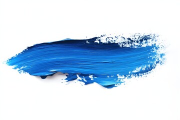 Abstract Blue Paint Stroke on White Background Artistic Expression Concept