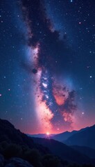 Naklejka premium Milky Way Galaxy with Glowing Stars and Planets in Space, celestial, glowing