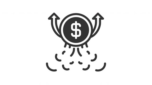 Animated money growth with coin and sky sign. Suitable for finance, employee, management, teamwork, office, leadership, leader, company, corporate, manager, employment, development and business