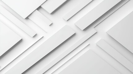 Clean White Geometric Overlap, Modern Minimalist Abstract Design