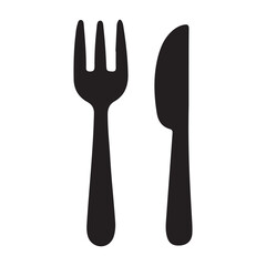 Simple Fork and Knife Silhouette Icon Graphic