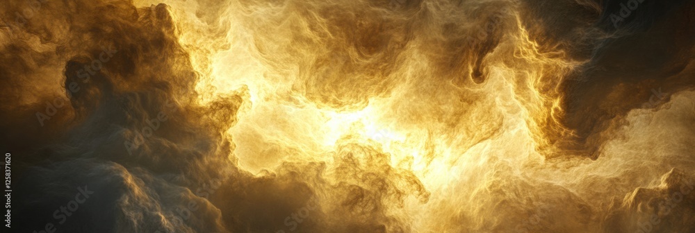 Poster swirling yellow and gray clouds create an ethereal scene in the dense atmosphere of venus illuminate