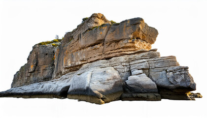 cliff rock isolated on white history stone formation beach mountain broken fringe of chew of rock sea